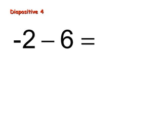 Diapositive 4
-2 − 6 = -8
