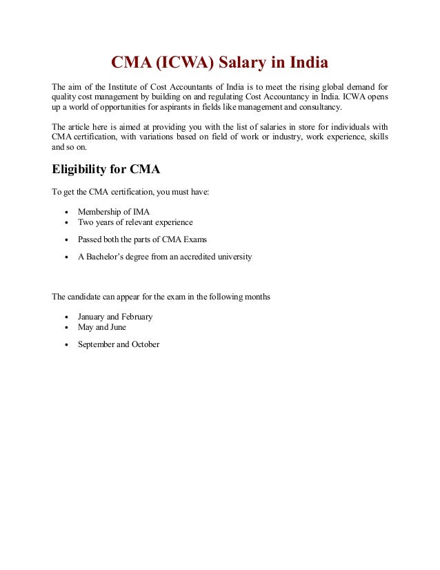 cma cma work experience