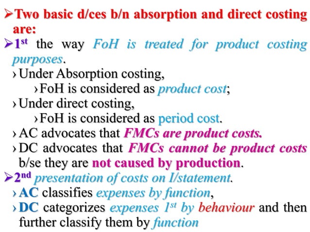Cost volume profit analysis absorption and variable costing | PPT