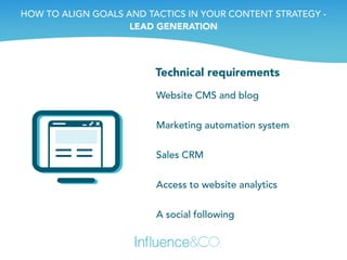 Website CMS and blog  
Marketing automation system 
Sales CRM 
Access to website analytics  
A social following 
HOW TO AL...
