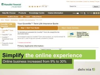 Simplify the online experience
Online business increased from 9% to 30%
 