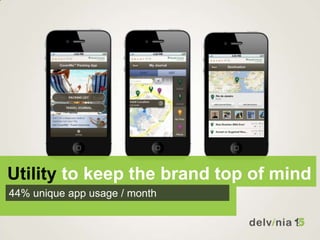 Utility to keep the brand top of mind
44% unique app usage / month
 
