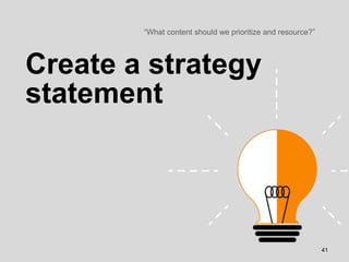 Create a strategy
statement
“What content should we prioritize and resource?”
41
 