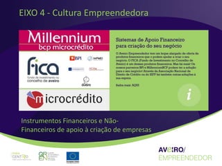 EIXO 4 - Cultura Empreendedora




Instrumentos Financeiros e Não-
Financeiros de apoio à criação de empresas
 