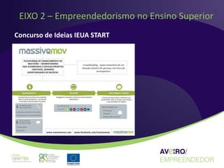 EIXO 2 – Empreendedorismo no Ensino Superior
Concurso de Ideias IEUA START
 