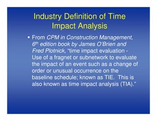 Time Impact Analysis