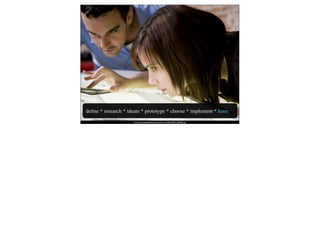 deﬁne * research * ideate * prototype * choose * implement * learn
                      http://thebrandbuilder.ﬁles.wordpress.com/2008/10/092_yf8f0387.jpg
 