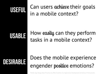 User Experience for Mobile (for Cambridge Mobile App Group)