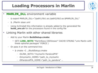 Loading Processors in Marlin
●
    MARLIN_DLL environment variable
     –   $ export MARLIN_DLL=”/path1/lib1.so:/path2/lib...