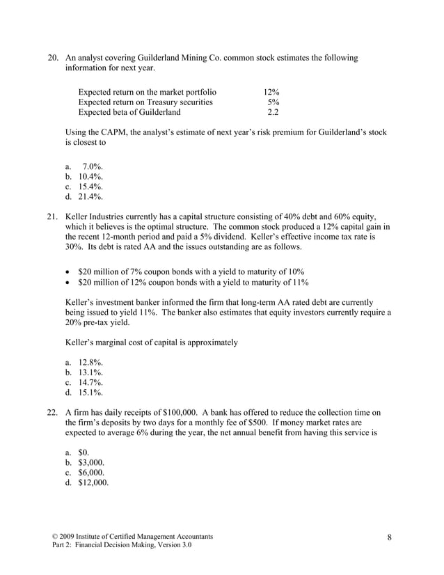 Cma practice questions-part-2