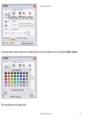 IHMC CmapTools v4




Al igual que antes podemos seleccionar nuevos colores con la opción Mas Color




El resultado sería...