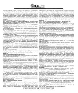 Diário Oficial do Município do Rio de Janeiro
D.O.
Ano XXIX • No
38 • Rio de Janeiro Quarta-feira, 13 de Maio de 201564
das comissões permanentes e temporárias. 3.1 Ordem do dia e seu acompanhamento. 3.2 Correção, clareza,
precisão, concisão. 3.3 Métodos indutivo e dedutivo; indução. 3.4 Maniqueísmo. 3.5 Sofismas. 3.6 Estilística. 3.7
Dialética. 3.8 Ética na elaboração do texto. 4. Os âmbitos da argumentação. 4.1 Orador e auditório. 4.2 Persuadir
e convencer. 4.3 Os efeitos da argumentação. 4.4 O gênero epidíctico. 4.5. O ponto de partida da argumentação.
4.6 A interpretação do discurso e seus problemas. 4.7. As técnicas argumentativas. 5. Noções de Lingüística. 5.1
Noções de teoria do signo linguístico. 5.2 Linguagem, língua e fala. 5.3 Significante e significado; significação.
5.4 Arbitrariedade e motivação; linearidade. 5.5 Referente, referência, representação, sentido. 5.6 Denotação
e conotação. 5.7 A teoria da enunciação e a produção do texto escrito. 5.8 Enunciação e enunciado. 6. Ética
profissional. 7. O processo legislativo. 7.1 Comissões permanentes e temporárias. 8. Organização político admi-
nistrativa da Câmara Municipal do Rio de Janeiro. 9. O Poder Legislativo Municipal. 10. Sociedade, ordem social
e ordem jurídica. 11. O Município.
REFERÊNCIAS:
BARTHES, Roland. Elementos de semiologia. São Paulo, Cultrix, 2010.
BRASIL. Presidência da República. Manual de redação da Presidência da República. Gilmar Ferreira Mendes e
Nestor José Forster Júnior. – 2. ed. rev. e atual. Brasília: Presidência da República, 2002. Disponível em: http://
www.planalto.gov.br/ccivil_03/manual/manual.htm Acesso em: 13/03/2015.
______. Constituição (1988). Constituição da República Federativa do Brasil. Disponível em: http://www.planalto.
gov.br/ccivil_03/Constituicao/Constituicao.htm. Acesso em: 13/03/2015.
JAKOBSON, Roman. Linguística e comunicação. São Paulo: Cultrix, 2001.
PERELMAN, Chaïm; OLBRECHTS-TYTECA, Lucie. Tratado da argumentação: a nova retórica. 2. ed. São Pau-
lo, Martins Fontes, 2005.
SALVADOR, Arlete; SQUARISI, Dad. A arte de escrever bem: um guia para jornalistas e profissionais de texto.
São Paulo: Editora Contexto, 2004.
RIO DE JANEIRO. (Município). Secretaria Municipal de Administração. Manual de redação oficial da Prefei-
tura da Cidade do Rio de Janeiro. Rio de Janeiro: SMA, 2008. Disponível em: http://www.rio.rj.gov.br/dlsta-
tic/10112/185333/DLFE-193326.pdf/RH_manual_redacao_oficial_2009.pdf. Acesso em: 13/03/2015.
______. Lei Orgânica do Município do Rio de Janeiro, de 05 de abril de 1990. Disponível em: www.camara.rj.gov.
br (encontrar nas abas do lado esquerdo da página. Clicar no elemento “Legislação” e depois clicar em “Lei Or-
gânica do Município”). Acesso em: 13/03/2015.
______. Lei Complementar nº 48, de 5 de dezembro de 2000. Dispõe sobre a elaboração, redação, alteração e
consolidação das leis municipais, conforme determina o § 1º do art. 67 da Lei Orgânica do Município. Disponível
em: www.camara.rj.gov.br. (encontrar nas abas do lado esquerdo da página. Clicar no elemento “Legislação” e
depois clicar em “Leis Complementares” e, depois, no elemento “Lei Complementar 48”). Acesso em: 13/03/2015.
______. Lei Complementar nº 111, de 1º de fevereiro de 2011. Dispõe sobre a Política Urbana e Ambiental do
Município, institui o Plano Diretor de Desenvolvimento Urbano Sustentável do Município do Rio de Janeiro e dá
outras providências. Disponível em: www.camara.rj.gov.br. (encontrar nas abas do lado esquerdo da página.
Clicar no elemento “Legislação” e depois clicar em “Leis Complementares” e, depois, no elemento “Plano Diretor
da Cidade”). Acesso em: 13/03/2015.
______. Decreto nº 13.319, de 20 de Outubro de 1994. Dispõe sobre Normas de Ética Profissional do Servidor
Público Civil do Poder Executivo Municipal. Disponível em http://www.rio.rj.gov.br/dlstatic/10112/1812123/DLFE-
226870.pdf/1.0 Acesso em: 13/03/2015.
______. Câmara Municipal do Rio de Janeiro. Regimento Interno da Câmara Municipal do Rio de Janeiro. Dis-
ponível em: www.camara.rj.gov.br. (encontrar nas abas do lado esquerdo da página. Clicar no elemento “Legis-
lação” e depois clicar em “Leis Complementares” e, depois, no elemento “Regimento Interno CMRJ”). Acesso
em: 13/03/2015.
CONTEÚDO PARA PROVA DE REDAÇÃO
1. Redação de textos legislativos e de discursos proferidos no curso do processo legislativo. 1.1 Métodos indutivo
e dedutivo; indução. 1.2 Maniqueísmo. 1.3. Sofismas. 1.4 Estilística. 1.5 Dialética. 1.6 Ética na redação de textos.
2. Domínio da língua portuguesa. 3. Argumentação. 3.1 Os âmbitos da argumentação. 3.2 O ponto de partida da
argumentação. 3.3 A interpretação do discurso e seus problemas. 3.4 As técnicas argumentativas.
REFERÊNCIAS:
BERNARDO, Gustavo. Redação inquieta. Rio de Janeiro: Rocco, 2010.
BRASIL. Constituição (1988). Constituição da República Federativa do Brasil. Disponível em: http://www.planal-
to.gov.br/ccivil_03/Constituicao/Constituicao.htm. Acesso em: 13/03/2015.
CUNHA, Celso; CINTRA L. F. Lindley. Nova gramática do português contemporâneo. 5.ed. Rio de Janeiro:
Lexikon, 2008.
FERREIRA, Aurélio Buarque de Holanda. Dicionário Aurélio da língua portuguesa. 5.ed. Curitiba: Positivo, 2010.
GARCIA, Othon M. Comunicação em prosa moderna. 27.ed. Rio de Janeiro: Fundação Getúlio Vargas, 2010.
PERELMAN, Chaïm; OLBRECHTS-TYTECA, Lucie. Tratado da argumentação: a nova retórica. 2. ed. São Pau-
lo, Martins Fontes, 2005.
RIO DE JANEIRO. (Município). Lei Orgânica do Município do Rio de Janeiro, de 05 de abril de 1990. Disponível
em: www.camara.rj.gov.br. Disponível em: www.camara.rj.gov.br (encontrar nas abas do lado esquerdo da pá-
gina. Clicar no elemento “Legislação” e depois clicar em “Lei Orgânica do Município”). Acesso em: 13/03/2015.
______. Lei Complementar nº 48, de 5 de dezembro de 2000. Dispõe sobre a elaboração, redação, alteração e
consolidação das leis municipais, conforme determina o § 1º do art. 67 da Lei Orgânica do Município. Disponível
em: www.camara.rj.gov.br. (encontrar nas abas do lado esquerdo da página. Clicar no elemento “Legislação” e
depois clicar em “Leis Complementares” e, depois, no elemento “Lei Complementar 48”). Acesso em: 13/03/2015.
______. Lei Complementar nº 111, de 1º de fevereiro de 2011. Dispõe sobre a Política Urbana e Ambiental do
Município, institui o Plano Diretor de Desenvolvimento Urbano Sustentável do Município do Rio de Janeiro e dá
outras providências. Disponível em: www.camara.rj.gov.br. (encontrar nas abas do lado esquerdo da página.
Clicar no elemento “Legislação” e depois clicar em “Leis Complementares” e, depois, no elemento “Plano Diretor
da Cidade”). Acesso em: 13/03/2015.
______. Câmara Municipal do Rio de Janeiro. Regimento Interno da Câmara Municipal do Rio de Janeiro. Dis-
ponível em: www.camara.rj.gov.br. (encontrar nas abas do lado esquerdo da página. Clicar no elemento “Legis-
lação” e depois clicar em “Leis Complementares” e, depois, no elemento “Regimento Interno CMRJ”). Acesso
em: 13/03/2015.
______. Decreto nº 13.319, de 20 de Outubro de 1994. Dispõe sobre Normas de Ética Profissional do Servidor
Público Civil do Poder Executivo Municipal. Disponível em http://www.rio.rj.gov.br/dlstatic/10112/1812123/DLFE-
226870.pdf/1.0 Acesso em: 13/03/2015.
SALVADOR, Arlete; SQUARISI, Dad. A arte de escrever bem: um guia para jornalistas e profissionais de texto.
São Paulo: Editora Contexto, 2004.
ANALISTA LEGISLATIVO ESPECIALIDADE: AUDIOVISUAL
LÍNGUA PORTUGUESA
1. Leitura, compreensão e interpretação de texto contemporâneo. 1.1 Estruturação do texto e dos parágrafos.
1.2 Características e função, considerando o tipo (descritivo, narrativo, dissertativo, injuntivo) e o gênero do
texto. 1.3 Localização de informações explícitas; inferência de informações implícitas. 1.4 Sentido e significado
de vocábulos e expressões no contexto. 2. Coerência e coesão na articulação do texto: pronomes e expressões
referenciais, nexos, operadores sequenciais. 3. Variação da língua. 3.1 Seleção vocabular e organização frasal
adequadas ao contexto de uso. 3.2 Registro formal escrito: correção, clareza, precisão, concisão. 4. Redação
oficial. 5. Estrutura e formação de palavras – valor morfológico e semântico dos elementos mórficos. Homonímia,
sinonímia, antonímia e paronímia. 6. Ortografia oficial – segundo o atual acordo ortográfico. 6.1 Acentuação grá-
fica. 6.2 Emprego de letras. 6.3 Emprego do hífen. 7. Uso e função das diferentes classes gramaticais na constru-
ção de sentido do texto escrito. 7.1 Substantivo, adjetivo, artigo e numeral – a relação determinante/determinado.
7.2 Pronome: classificação, emprego, colocação e formas de tratamento. 7.3 Advérbio, preposição e conjunção:
emprego e valor semântico. 8. Flexão verbal. 8.1 Emprego e valor semântico de tempos, modos e vozes verbais.
8.2 Correlação entre tempos verbais. 8.3. Concordância verbal. 9. Flexão de número e gênero: concordância
nominal. 10. Regência nominal e verbal. 10.1 Ocorrência de crase. 11. Relações sintáticas e semânticas entre
termos, orações e segmentos de texto. 11.1 Conectores que conferem coesão e coerência ao texto – coordena-
ção e subordinação. 11.2 Termos oracionais. 11.3 Figuras de sintaxe. 11.4 Colocação de termos na oração. 12.
Equivalência e transformação de estruturas sintático-semânticas. Reescrita de frases. 13. Emprego dos sinais de
pontuação. 14. Denotação e conotação. 14.1 Uso e sentido das figuras de palavra e de pensamento.
REFERÊNCIAS:
AZEREDO, José Carlos. Gramática Houaiss da língua portuguesa. 2.ed. São Paulo: Publifolha, 2008.
BECHARA, Evanildo. Moderna gramática portuguesa. Rio de Janeiro: Nova Fronteira, 2009.
BRASIL. Presidência da República. Manual de redação da Presidência da República. Gilmar Ferreira Mendes
e Nestor José Forster Júnior. 2.ed. rev. e atual. Brasília: Presidência da República, 2002. Disponível em: http://
www.planalto.gov.br/ccivil_03/manual/manual.htm. Acesso em: 17/03/2015.
CUNHA, Celso; CINTRA L. F. Lindley. Nova gramática do português contemporâneo. 5.ed. Rio de Janeiro:
Lexikon, 2008.
FERREIRA, Aurélio Buarque de Holanda. Dicionário Aurélio da língua portuguesa. 5.ed. Curitiba: Positivo, 2010.
GARCIA, Othon M. Comunicação em prosa moderna. 27.ed. Rio de Janeiro: Fundação Getúlio Vargas, 2010.
RIO DE JANEIRO. (Prefeitura). Secretaria Municipal de Administração. Manual de redação oficial da Prefei-
tura da Cidade do Rio de Janeiro. Rio de Janeiro: SMA, 2008. Disponível em: http://www.rio.rj.gov.br/dlsta-
tic/10112/185333/DLFE-193326.pdf/RH_manual_redacao_oficial_2009.pdf. Acesso em: 17/03/2015
OBS. A prova de língua portuguesa priorizará a consciência do uso da língua e, não, o conhecimento de termos
técnicos ou a citação de regras gramaticais.
RACIOCÍNIO LÓGICO QUANTITATIVO E ANALÍTICO
1. Operações com conjuntos. 2. Raciocínio lógico numérico: problemas envolvendo operações com números
reais e raciocínio sequencial. 3. Conceito de proposição: valores lógicos das proposições; conectivos, negação
e tabela-verdade. Tautologias. Condição necessária e suficiente. 4. Argumentação lógica, estruturas lógicas e
diagramas lógicos. 5. Equivalências e implicações lógicas. 6. Quantificadores universal e existencial. 7. Proble-
mas de contagem: princípio aditivo e princípio multiplicativo. Arranjos, combinações e permutações. 8. Noções
de probabilidade.
REFERÊNCIAS:
CESAR, Benjamin; MORGADO, Augusto C. Raciocínio lógico - quantitativo. 4. ed. [S.l.]: Ed. Campus, 2009.
(Série Provas e Concursos).
NUNES, Mauro César; CABRAL, Luiz Cláudio. Raciocínio lógico e matemática para concursos. 7. ed. [S.l.]:
Editora Elsevier/Campus, 2011.
ROCHA, Enrique. Raciocínio lógico para concursos. 3. ed. [S.l.]: Editora Impetus, 2010.
ABDALLA, Samuel Liló. Raciocínio lógico para concursos. 1. ed. [S.l.]: Editora Saraiva, 2012.
NOÇÕES DE INFORMÁTICA
Microinformática. Modalidades de processamento. Hardware: conceitos, características, componentes e fun-
ções. Dispositivos de armazenamento, de impressão, de entrada e de saída de dados. Barramentos. Interfaces.
Conexões. Discos rígidos, pendrives, CD-R, DVD e Blu-Ray, impressoras. Software: conceitos, características,
básico e aplicativo, sistemas operacionais. Ambientes Microsoft Windows XP/7/8 BR e Ubuntu Linux: conceitos,
características, comandos, atalhos de teclado e emprego dos recursos. Conhecimentos e utilização dos recursos
de gerenciamento de arquivos (Windows Explorer/Computador, KDE e Nautilus). Conhecimentos sobre editores
de texto, planilhas eletrônicas e editor de apresentações (MS Office 2010/2013 BR e LibreOffice v4.3.5.2): con-
ceitos, características, atalhos de teclado e emprego dos recursos. Redes de computadores: conceitos, carac-
terísticas, topologias, protocolos, padrões, meios de transmissão, conectores. Web, internet, intranet, extranet,
e-mail, webmail: conceitos, características, atalhos de teclado e emprego de recursos de navegadores (browsers
Internet Explorer 11 BR X Mozilla Firefox v36.0.1 X Google Chrome v40 X Safari 5.1.7 ou superior). Outlook do
pacote MSOffice 2010/2013BR e Mozilla Thunderbird 31.4.0. Segurança de equipamentos, de sistemas, em
redes e na internet: conceitos, equipamentos, backup, firewall, vírus, medidas de proteção.
REFERÊNCIAS:
CASTILHO, Ana Lucia. Informática para concursos: teoria e questões. [S.l.]: Ed. Ferreira, 2012. (Série Concursos).
MANZANO, José Augusto N. G. Guia prático de informática [S.l.]: Érica, 2011.
MANUAIS técnicos oficiais dos fabricantes de equipamentos / periféricos e help/ajuda de hardware e software
(Windows XP/7/8 BR, MSOffice 2010/2013 BR, Ubuntu Linux e LibreOffice v4.3.5.2) e browsers Internet Explorer
11 BR X Mozilla Firefox v36.0.1 X Google Chrome v40 X Safari 5.1.7 ou superior) e Mozilla Thunderbird 31.4.0..
TANENBAUM, Andrew S; WETHERALL, David. Redes de computadores. [S.l.]: Pearson, 2011.
VELLOSO, F. C. Informática – Conceitos básicos, [S.l.]: Campus, 2011.
ATUALIDADES
1. Política. 2. Economia. 3. Cidadania e direitos humanos. 4. Educação e saúde. 5. Tecnologias da informação e
comunicação. 6. Cultura, esporte e lazer. 7. Meio ambiente. 8. Infraestrutura e urbanismo
REFERÊNCIAS:
ARANTES, Antônio Augusto (org.). Cidadania. Revista do patrimônio histórico e artístico nacional. Rio de Janei-
ro: IPHAN. 2006. Disponível em: http://www.iphan.gov.br/baixaFcdAnexo.do?id=3201. Acesso em: 13/03/2015
BRASIL. Constituição da República Federativa do Brasil, com as alterações adotadas pelas Emendas Constitu-
cionais números 1/1992 a 84/2014, pelo Decreto-Legislativo número 186 de 2008 e pelas Emendas Constitucio-
nais de Revisão números 1 a 6/1994. 43.ed. Centro de Documentação e Informação. Brasília: Edições Câmara,
2015. Disponível em: http://bd.camara.gov.br/bd/handle/bdcamara/1708 Acesso em: 13/03/2015.
CARVALHO, Jaciara de Sá. Redes e comunidades: ensino-aprendizagem pela Internet.; 4. São Paulo: Instituto
Paulo Freire, 2011. (Série Cidadania Planetária).
CASTELLS, Manuel. Redes de indignação e esperança: movimentos sociais na era da internet. Rio de Janeiro:
Zahar, 2013.
HOBSBAWN, Eric. Globalização, democracia e terrorismo. São Paulo: Cia da Letras, 2007.
NAVARRO, Marli B.M. de A. et. al. Inovação tecnológica e as questões reflexivas do campo da biossegurança.
Revista estudos avançados. n.28. v.80. p. 223_234, 2014. Disponível em: http://www.scielo.br/pdf/ea/v28n80/19.
pdf. Acesso em: 14/03/2015
PAIANO, Daniela Braga, et al. As alterações sofridas pelo meio ambiente face à evolução da economia e da
sociedade: seus reflexos no plano internacional. Hiléia: Revista do direito ambiental da Amazônia, n.16, jan./
jun., p. 59-68, 2011. Disponível em: http://periodicos.uea.edu.br/index.php/Hileia/article/view/380/391. Acesso
em: 13/03/2015
PAULUS Jr, Aylton; CORDONI JR, Luiz. Políticas públicas de saúde no Brasil. In: Revista espaço para a saúde.
Londrina, v.8, n.1, p. 13-19, Dez. 2006. Disponível em: http://www.professores.uff.br/jorge/v8n1_artigo_3.pdf.
Acesso em: 13/03/2015
PINSK, Jaime (org.). O Brasil no contexto: 1987 - 2007. São Paulo: Contexto, 2007.
 