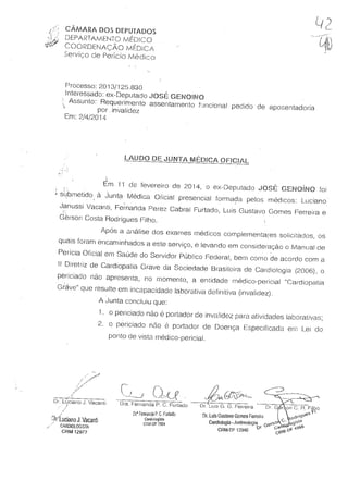 Câmara nega aposentadoria por invalidez ao ex deputado josé genoino