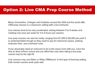 2018 CMA Exam Roadmap to Success