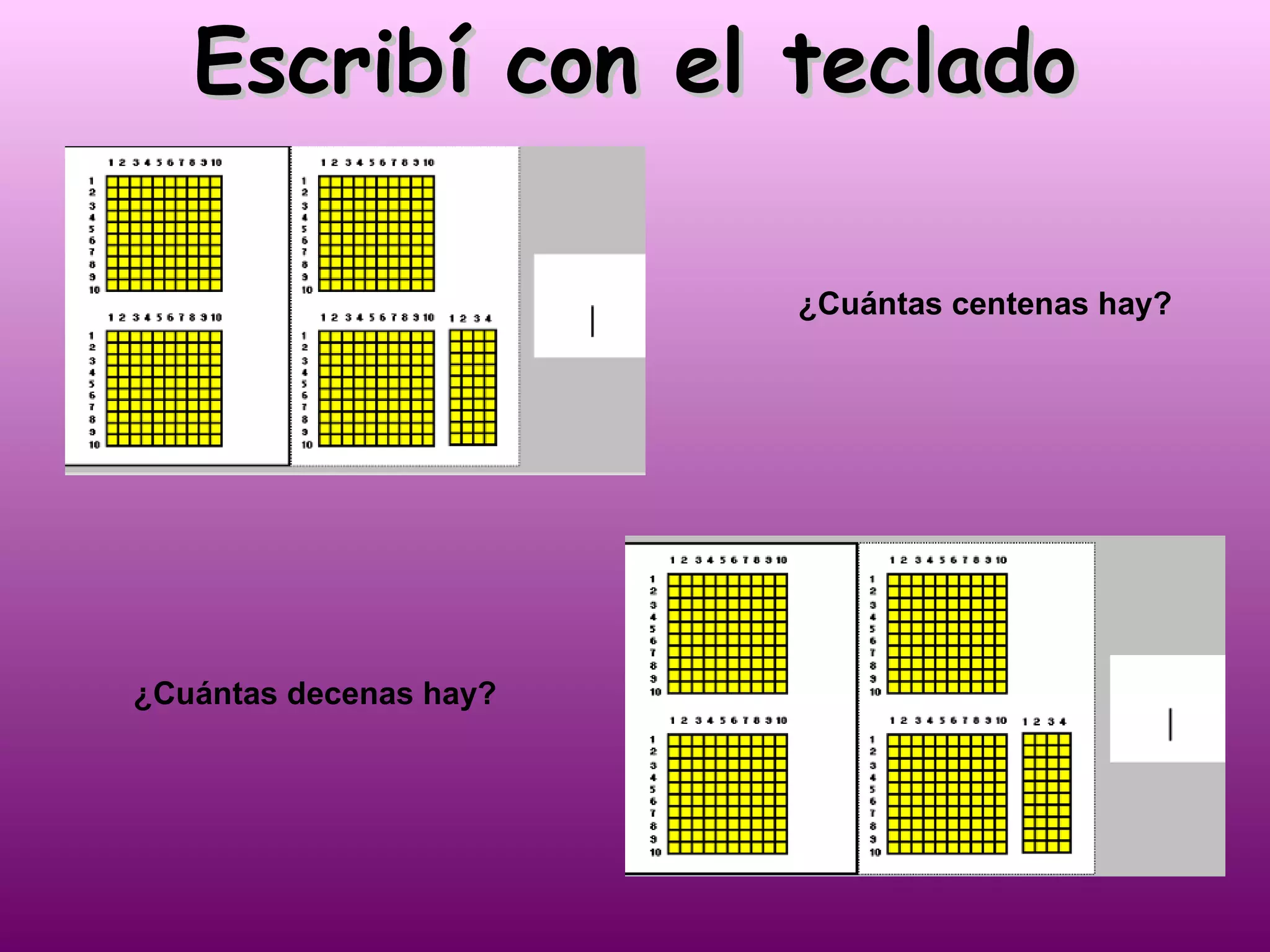Escribí con el teclado ¿Cuántas centenas hay? ¿Cuántas decenas hay?
