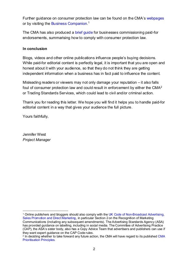 cma uk an open letter to online publishers and bloggers