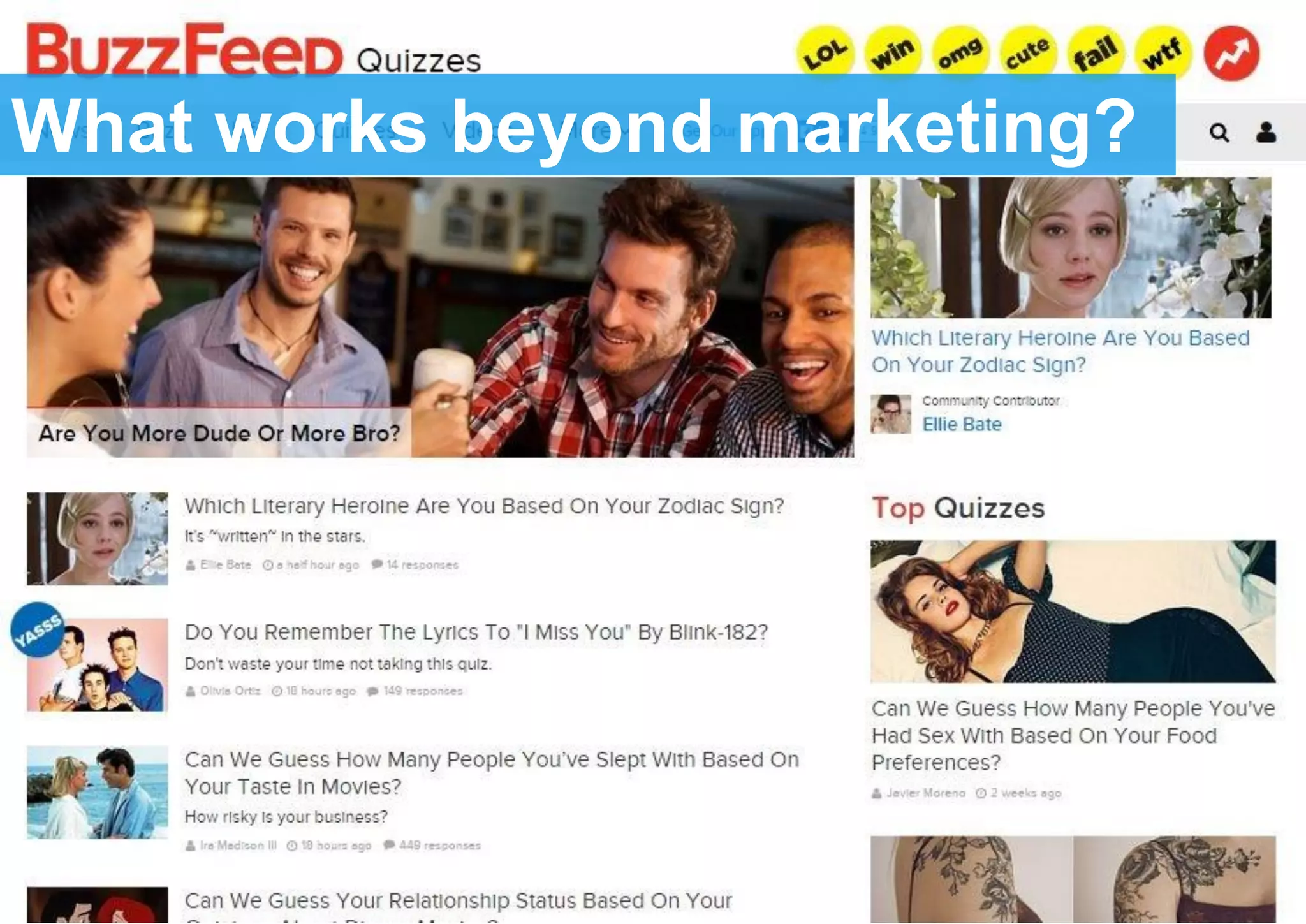 What works beyond marketing?
 