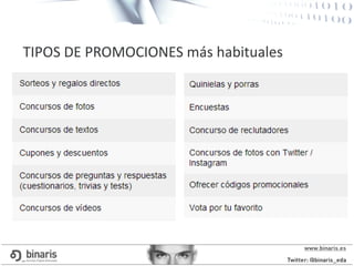 TIPOS DE PROMOCIONES más habituales
 