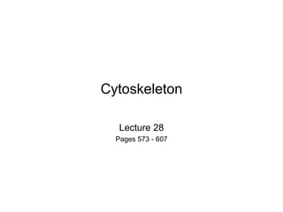 Cytoskeleton
Lecture 28
Pages 573 - 607
 