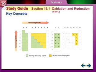Study Guide 1 Section 19.1  Oxidation and Reduction  (cont.) Key Concepts 