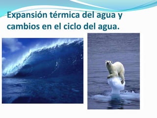 Expansión térmica del agua y
cambios en el ciclo del agua.
 