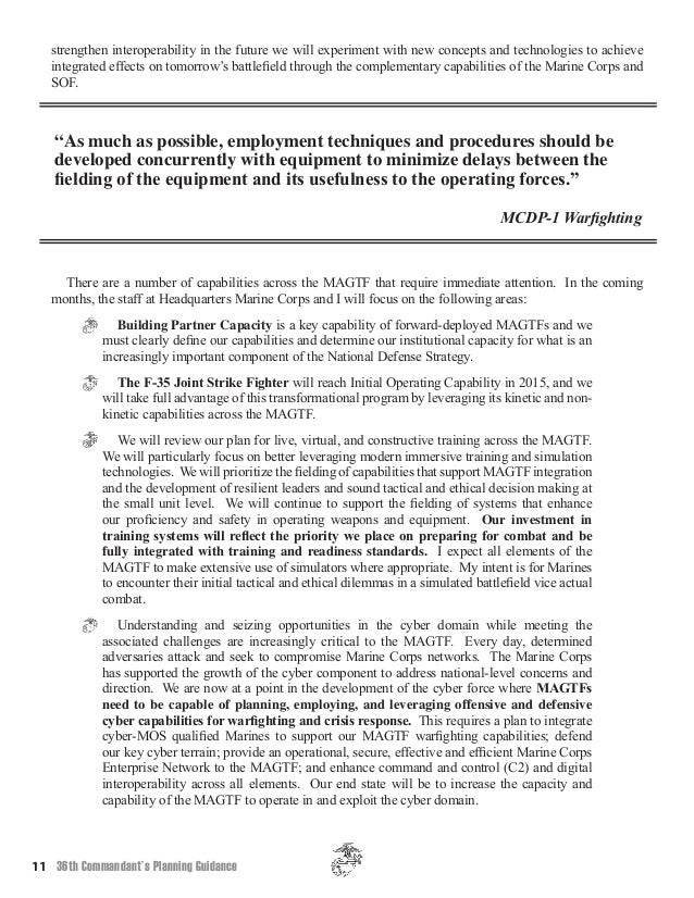 Commanant Marine Corps' Planning 2015 Planning Guidance