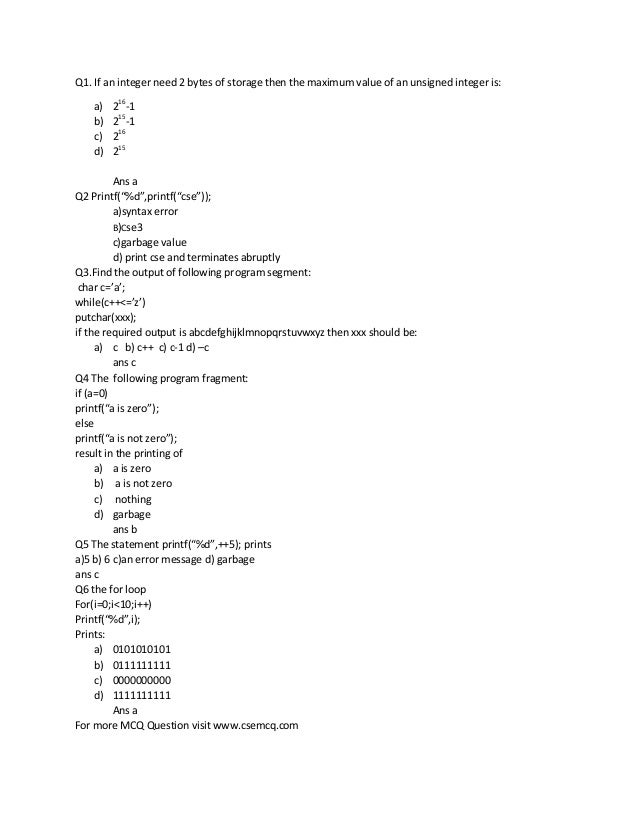 C mcq practice test 2