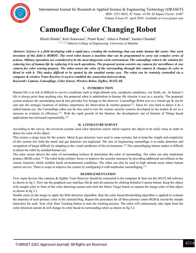 Camouflage Color Changing Robot | PDF