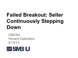 Failed Breakout: Seller
Continuously Stepping
Down
CMCSA
Vincent Celentano
2/13/13
 