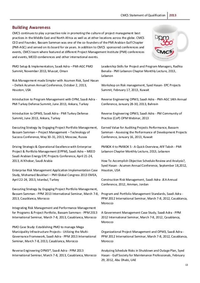 CMCS Statement of Qualification CMCS Statement of Qualification