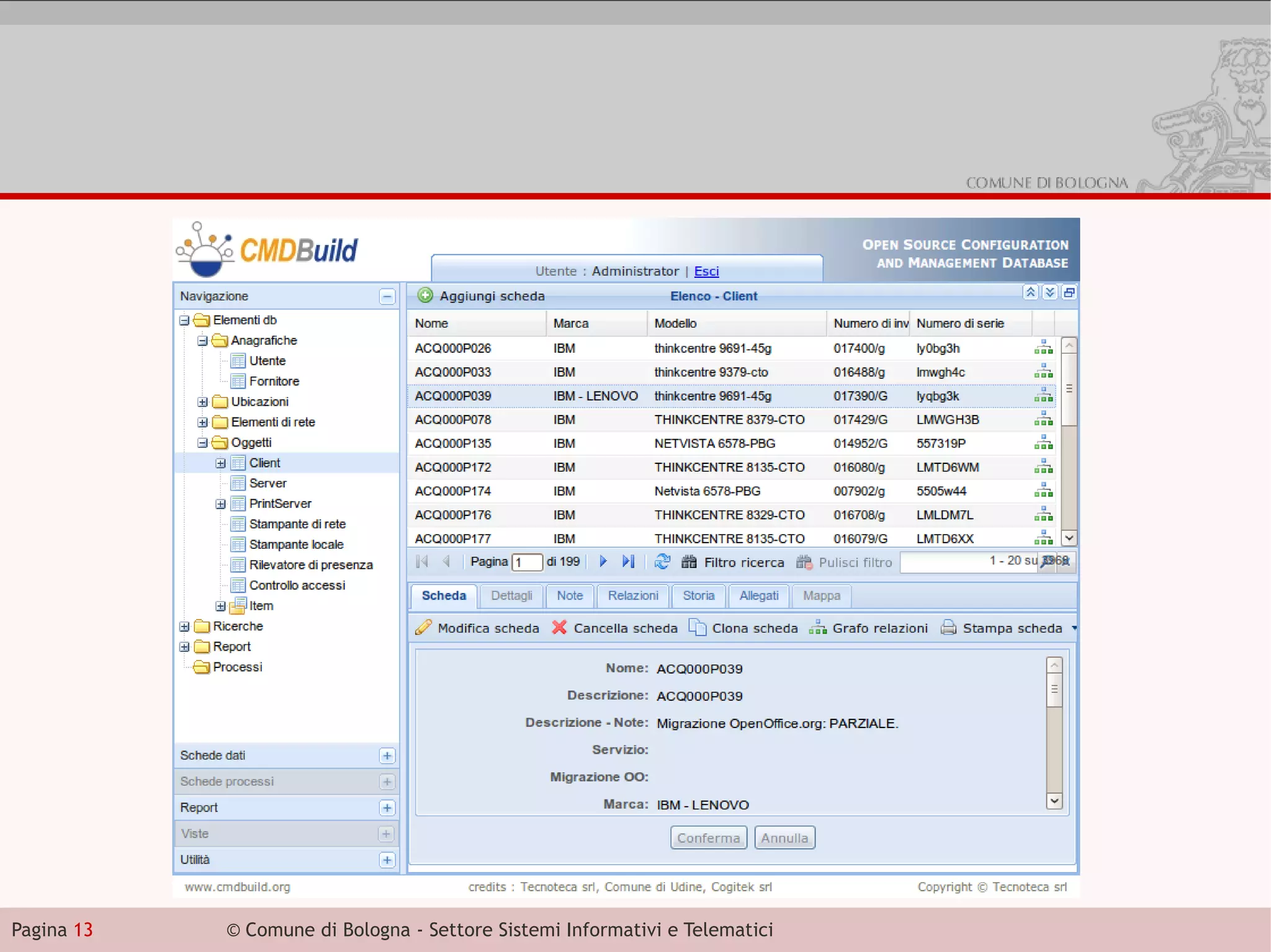 Pagina 13   © Comune di Bologna - Settore Sistemi Informativi e Telematici
 