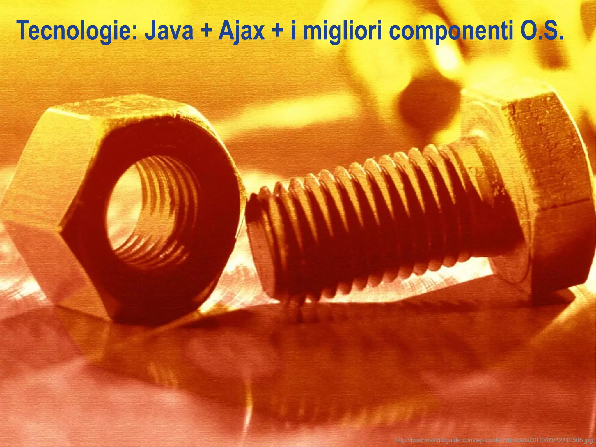 Tecnologie: Java + Ajax + i migliori componenti O.S.
 