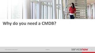 © 2015 ServiceNow All Rights Reserved 3Confidential 3
Why do you need a CMDB?
 
