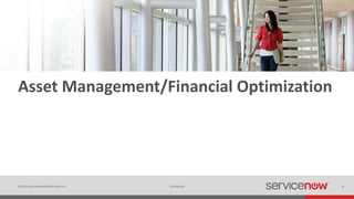 © 2015 ServiceNow All Rights Reserved 31Confidential 31
Asset Management/Financial Optimization
 