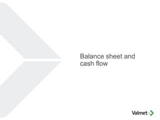 Balance sheet and
cash flow
 