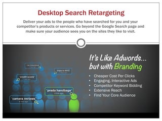 Display Network Reach
Using virtually every ad network, various demand side platforms, and many
publisher partnerships, Colling Media enables our clients to deliver their ads
   across 98% of the internet with unparalleled precision and efficiency.
 