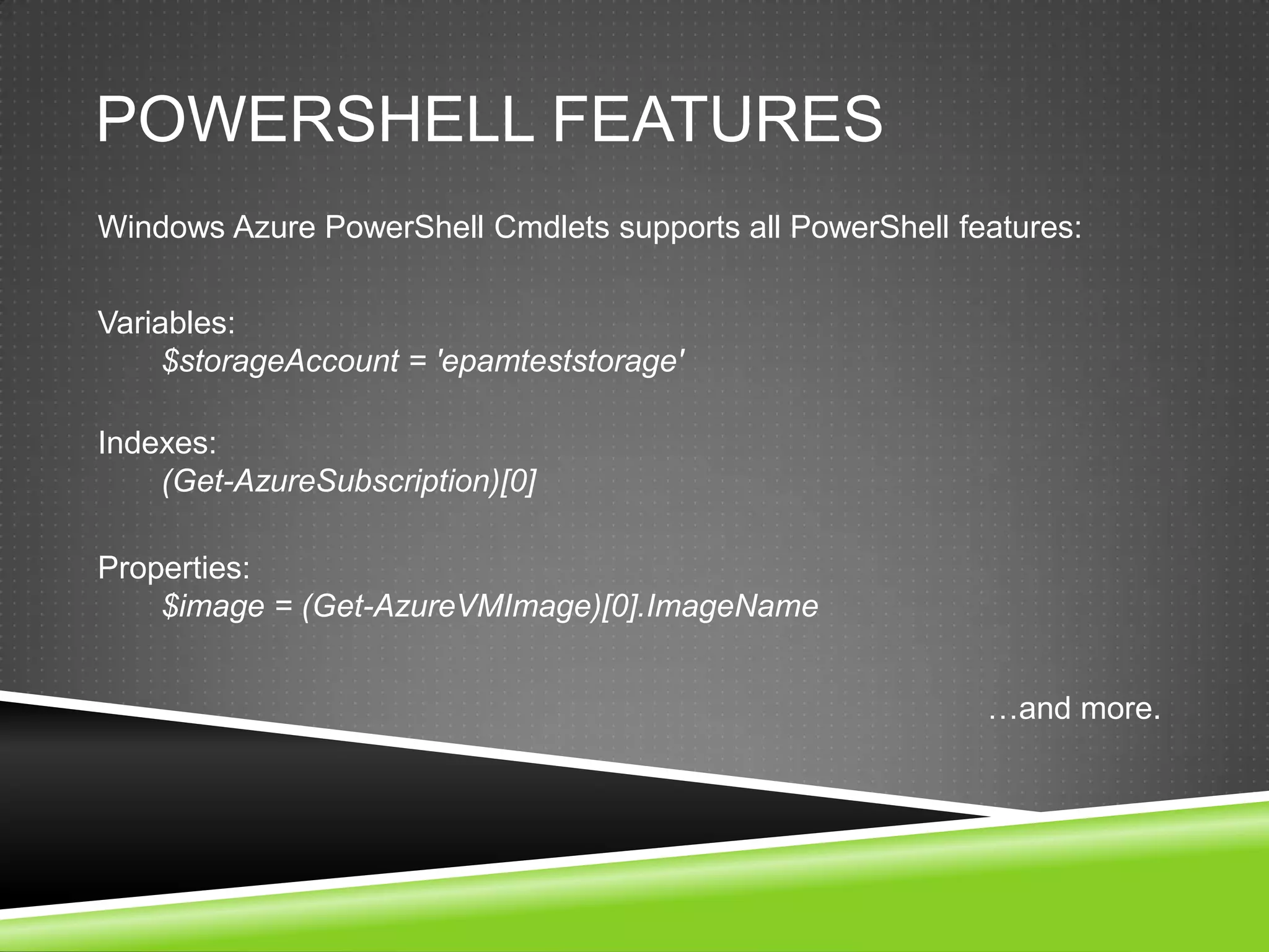 Windows azure powershell cmdlets ppt