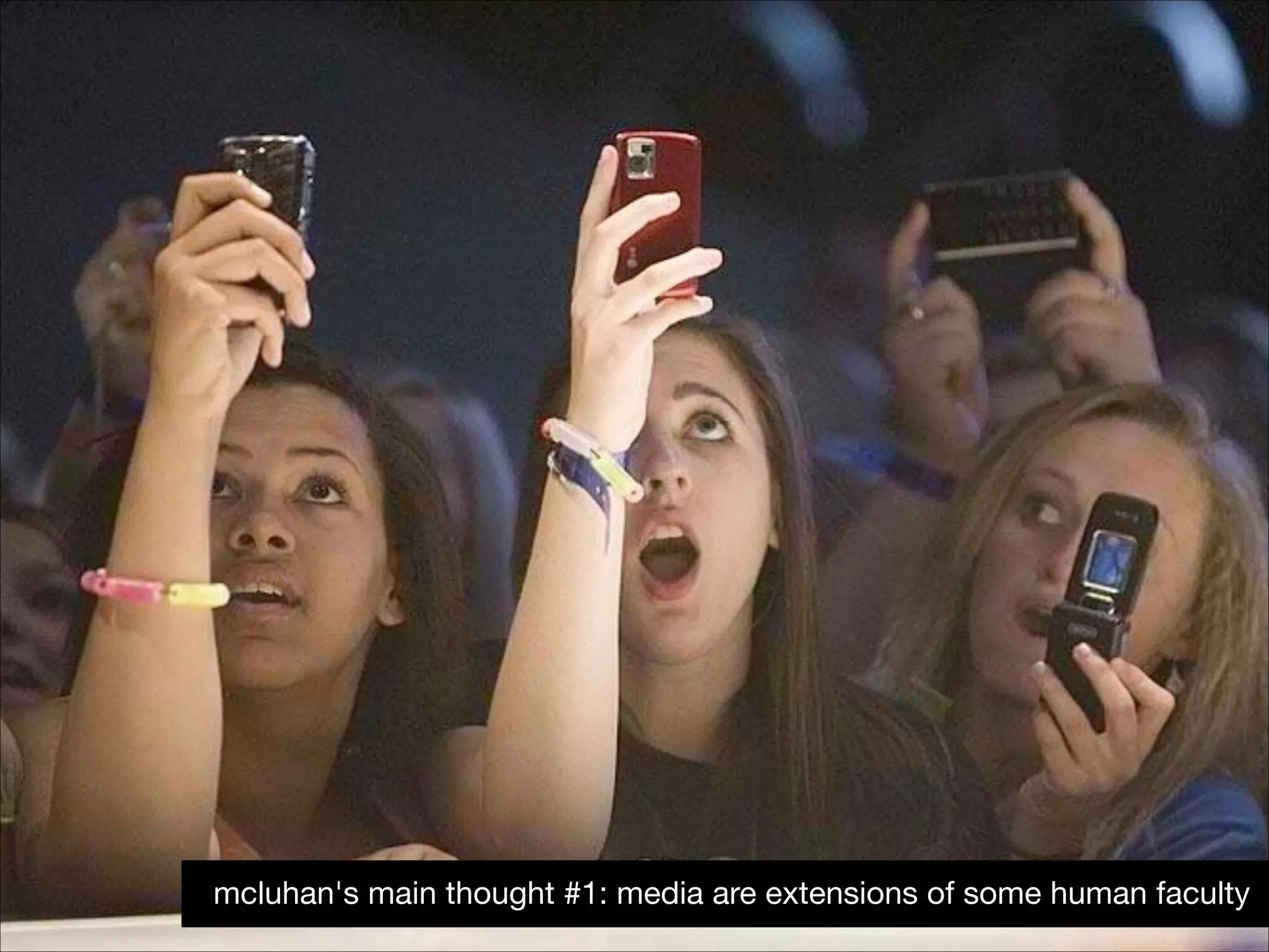 mcluhan's main thought #1: media are extensions of some human faculty

 