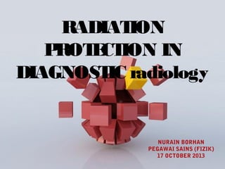 RADIAT
ION
P
ROT CT
E ION IN
DIAGNOST radiology
IC

NURAIN BORHAN
PEGAWAI SAINS (FIZIK)
17 OCTOBER 2013
Page 1

 