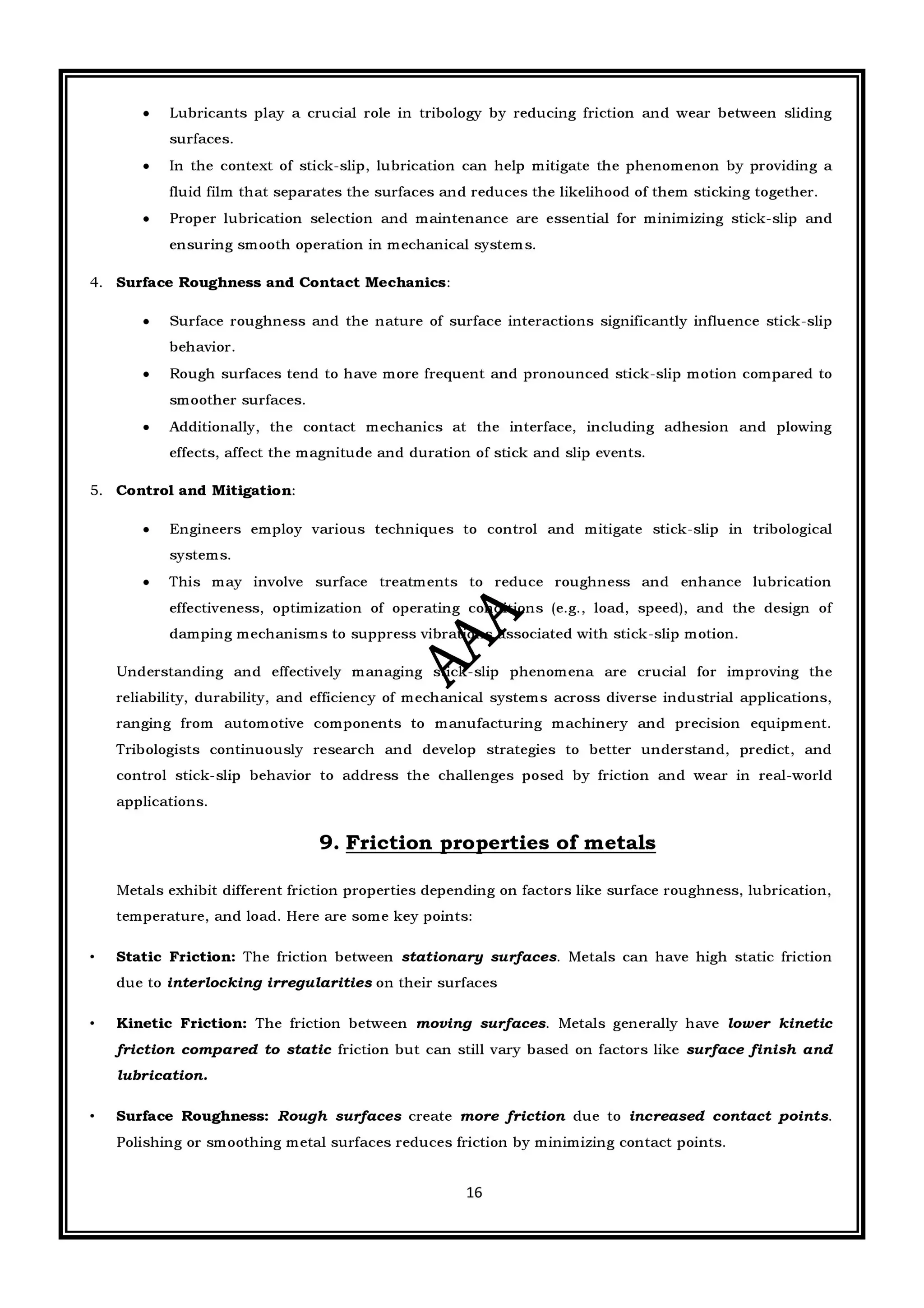 CME397 SURFACE ENGINEERING (ANNA UNIVERSITY REGULATION 2021) FULL NOTES
