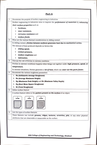 CME397 SURFACE ENGINEERING UNIT 1 FULL NOTES