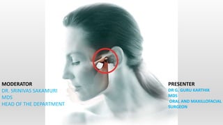 MODERATOR
DR. SRINIVAS SAKAMURI
MDS
HEAD OF THE DEPARTMENT
PRESENTER
DR G. GURU KARTHIK
MDS
ORAL AND MAXILLOFACIAL
SURGEON
 