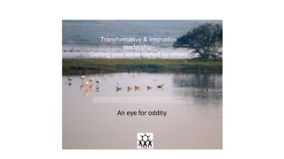 Transformative & innovative
leadership:
Getting your ideas owned by others:
An eye for oddity
 