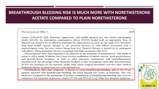 52
BREAKTHROUGH BLEEDING RISK IS MUCH MORE WITH NORETHISTERONE
ACETATE COMPARED TO PLAIN NORETHISTERONE
 