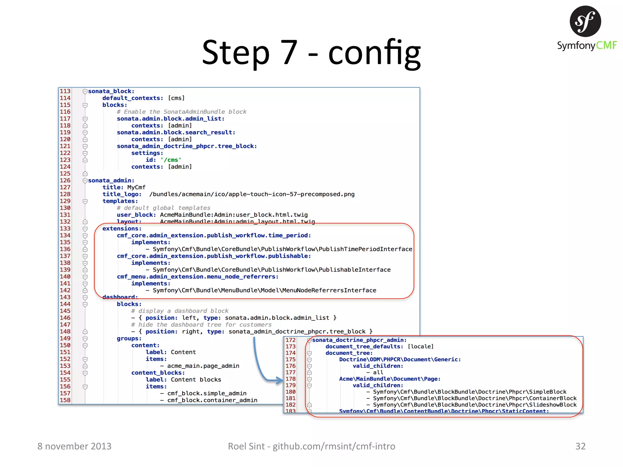 Step  7  -­‐  conﬁg   8  november  2013   Roel  Sint  -­‐  github.com/rmsint/cmf-­‐intro   32   