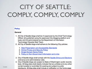 CITY OF SEATTLE:
COMPLY, COMPLY, COMPLY

© exantis

D.I. Thomas Broessler

 