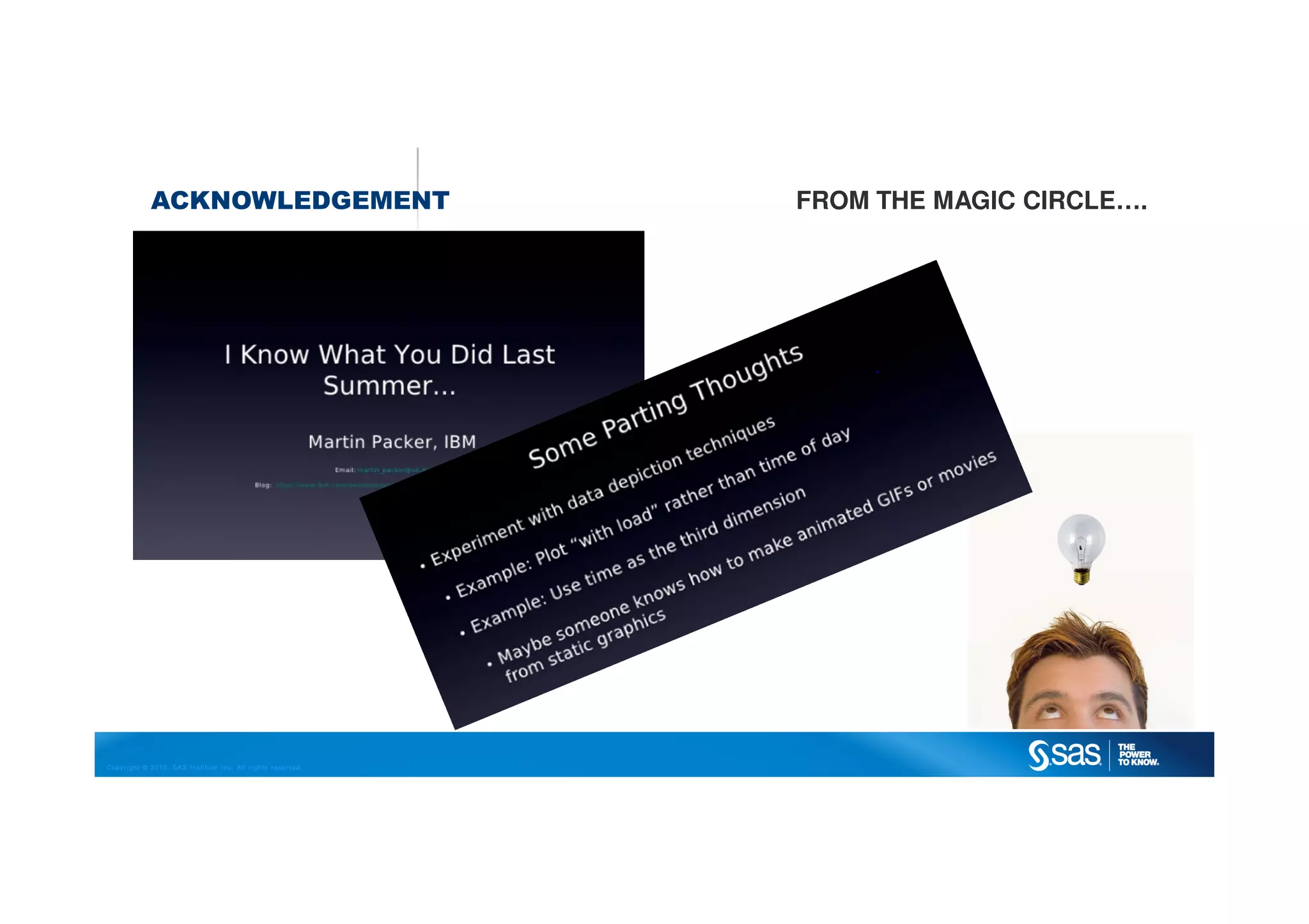 Copyright © 2012, SAS Institute Inc. All rights reserved.
ACKNOWLEDGEMENT FROM THE MAGIC CIRCLE….
 