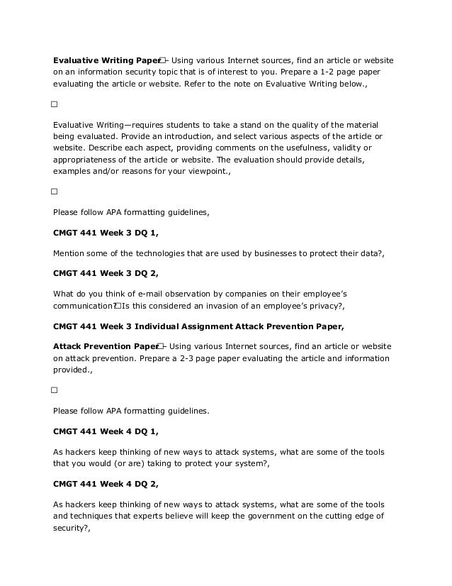 Cmgt 441 entire course essay example picture