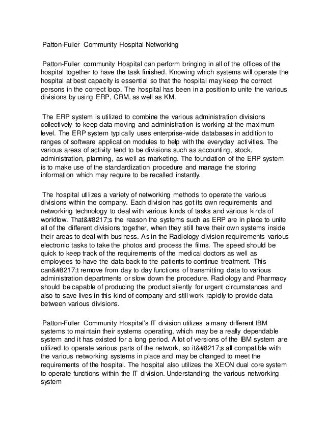 Patton fuller hospital essay example 04 picture