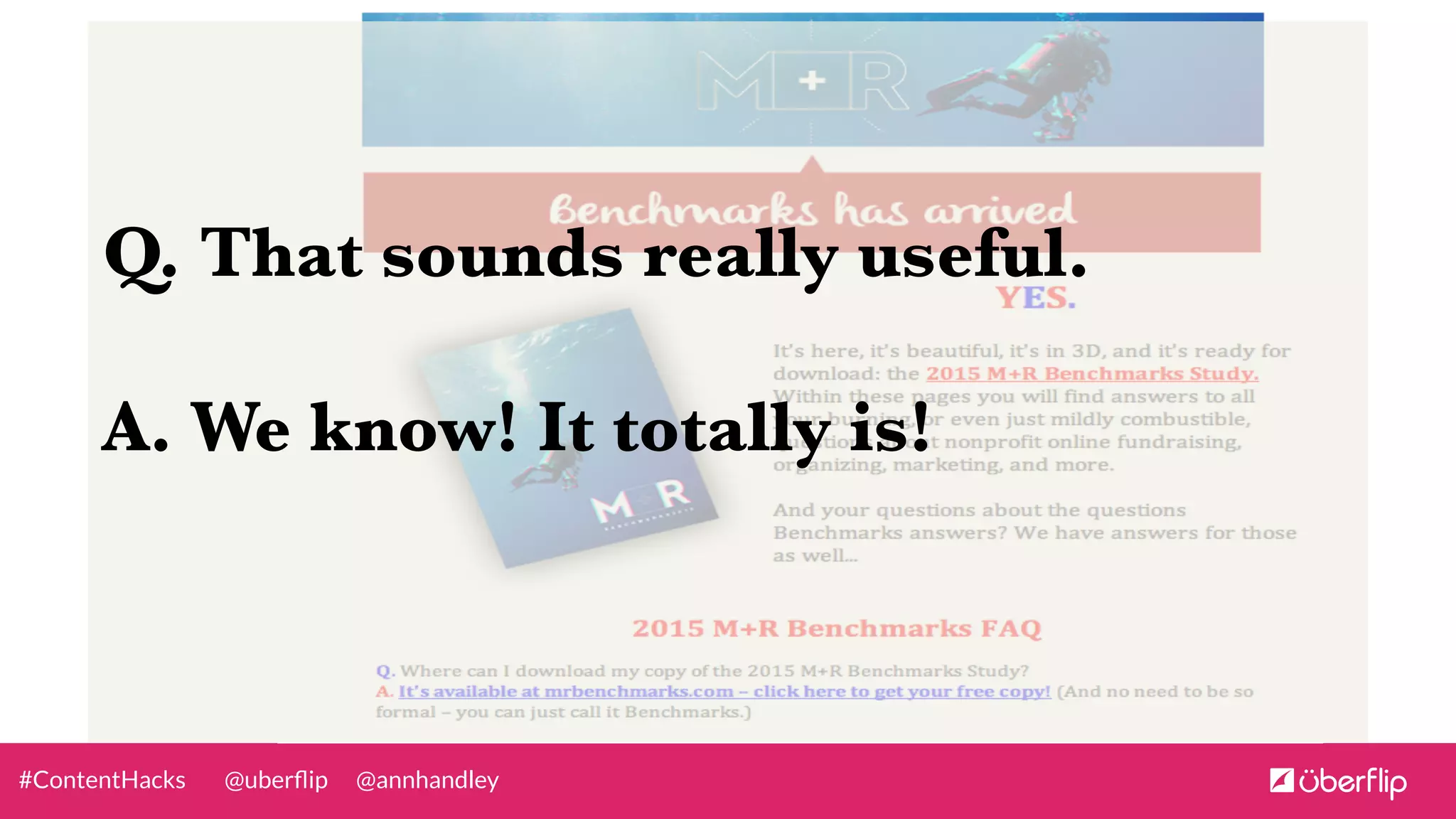 @uberﬂip @annhandley#ContentHacks
	
  
	
  
	
  
Q. That sounds really useful.
A. We know! It totally is! 
	
  
	
  
	
  
 